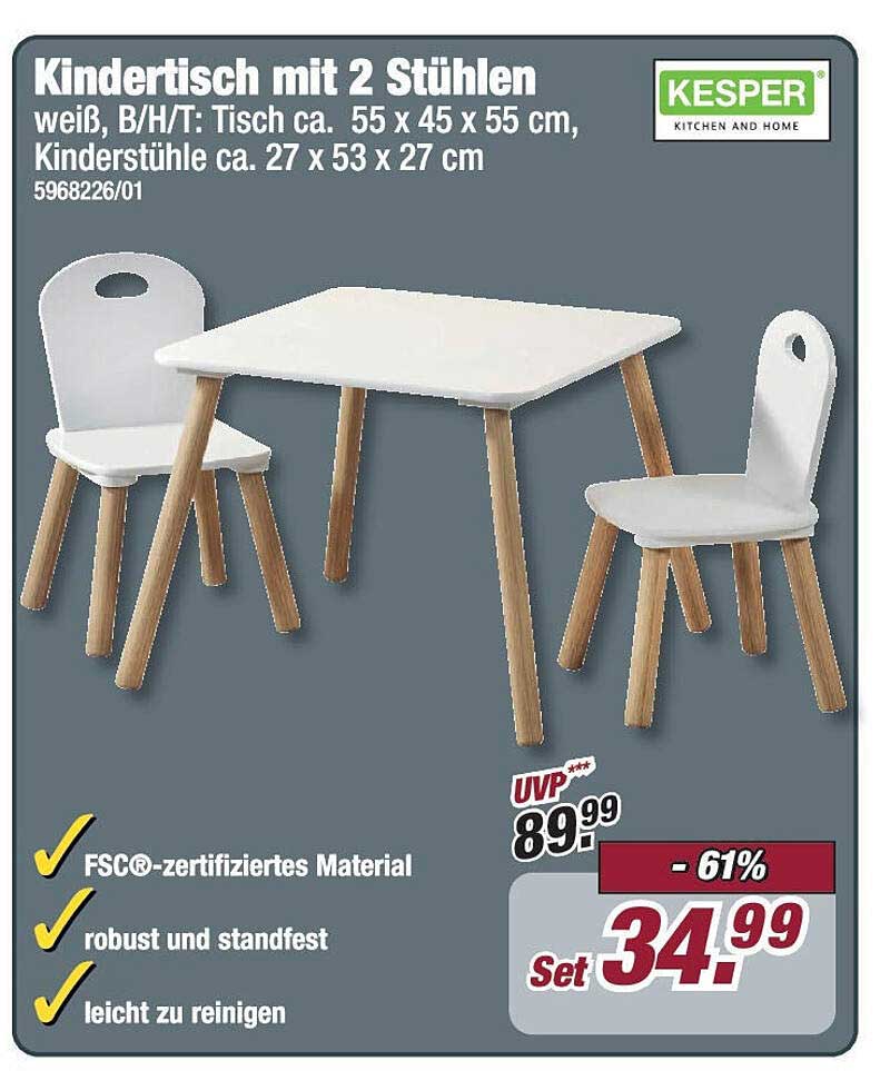Kindertisch mit 2 Stühlen