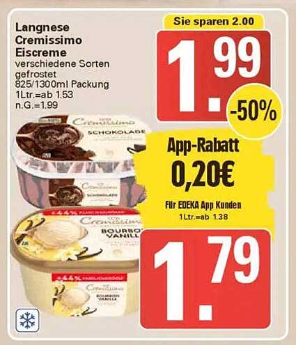 Langnese Cremissimo Eisceme - verschiedene Sorten gefroren