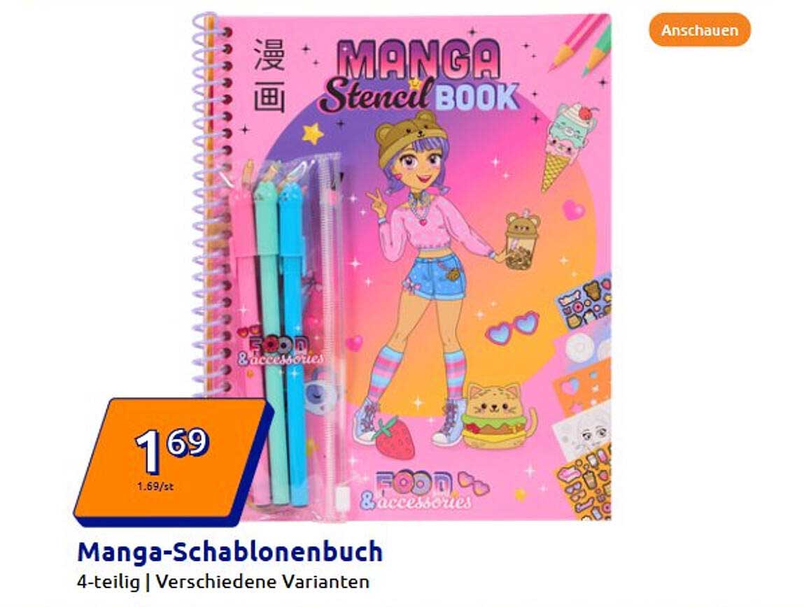 Manga-Schablonenbuch 4-teilig | Verschiedene Varianten