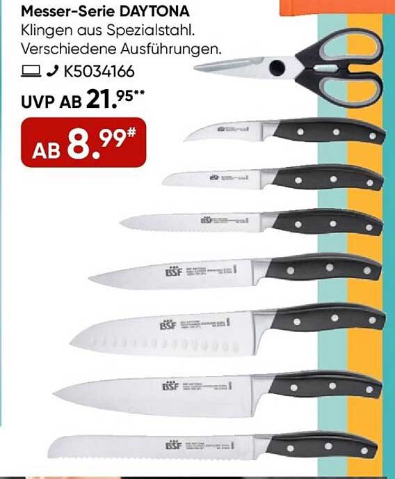 Messer-Serie DAYTONA - Klingen aus Spezialstahl. Verschiedene Ausführungen.