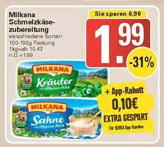 Milkana Schmelzkäse-Zubereitung 100-190g verschiedene Sorten