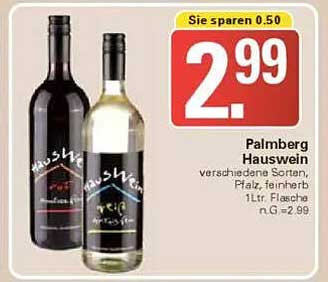 Palmberg Hauswein - verschiedene Sorten, Pfalz, feinherb, 1 L Flasche