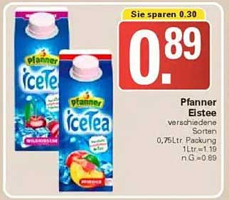 Pfanner Eistee verschiedene Sorten 0,75L Packung