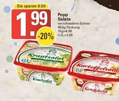 Popp Salate - verschiedene Sorten 400g Pckg