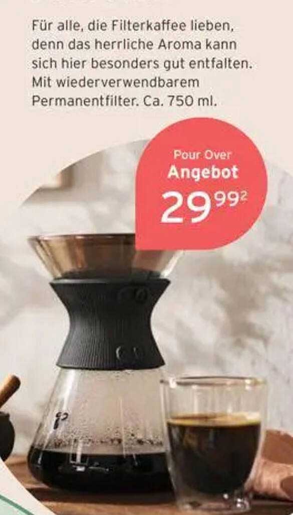 Pour Over Kaffeezubereiter mit Permanentfilter