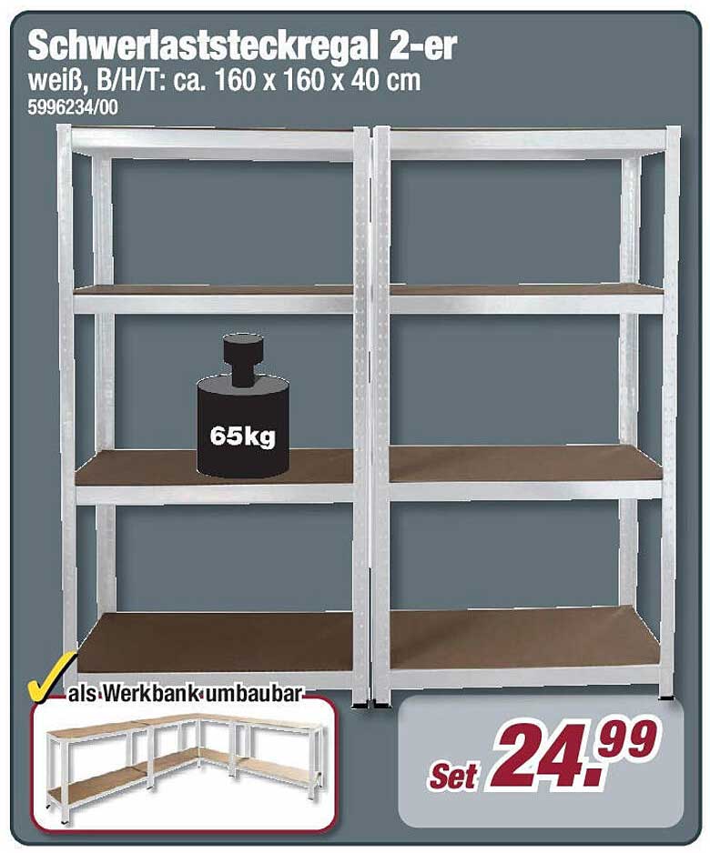 Schwerlaststeckregal 2-er Set