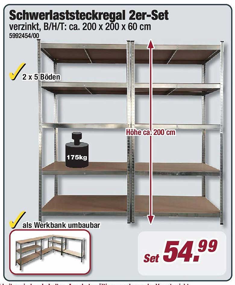 Schwerlaststeckregal 2er-Set