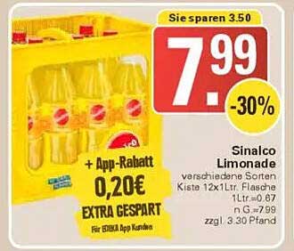 Sinalco Limonade, Kiste 12x1L Flasche