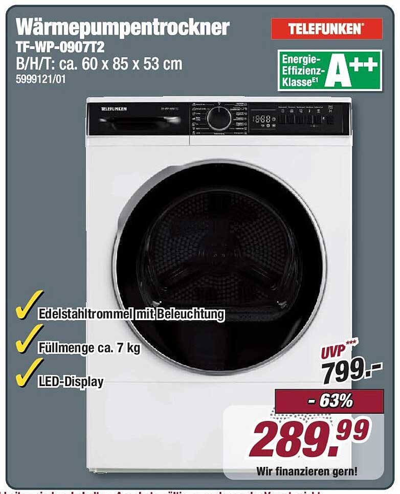 Wärmepumpentrockner TELEFUNKEN TF-WP-0907T2