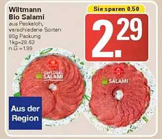 Wiltmann Bio Salami aus Peckeloh, verschiedene Sorten 80g