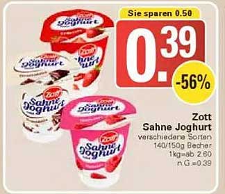 Zott Sahne Joghurt verschiedene Sorten 140/150g Becher