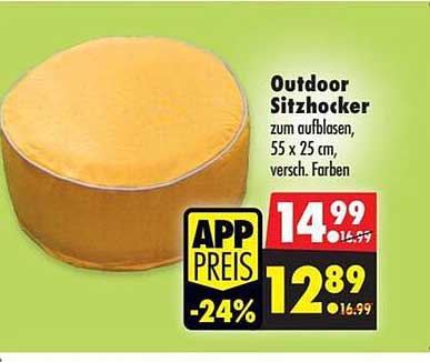 Outdoor Sitzhocker zum aufblasen, 55 x 25 cm, versch. Farben