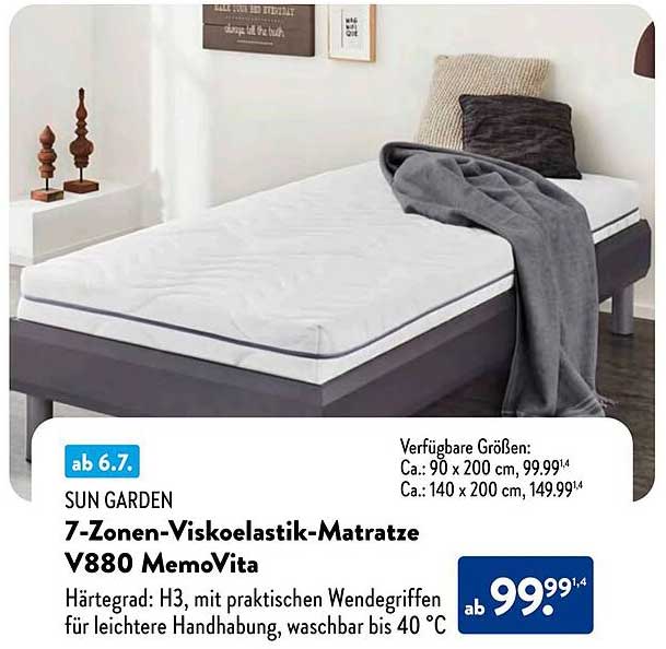 7-Zonen-Viskoelastik-Matratze V880 MemoVita