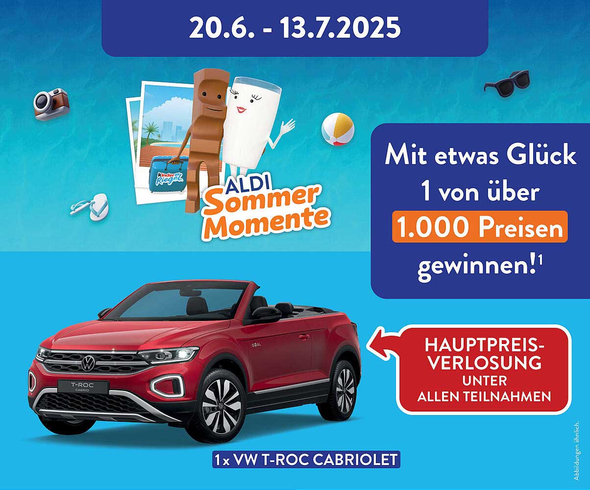 ALDI Sommer Momente - Gewinnen Sie einen VW T-Roc Cabriolet!
