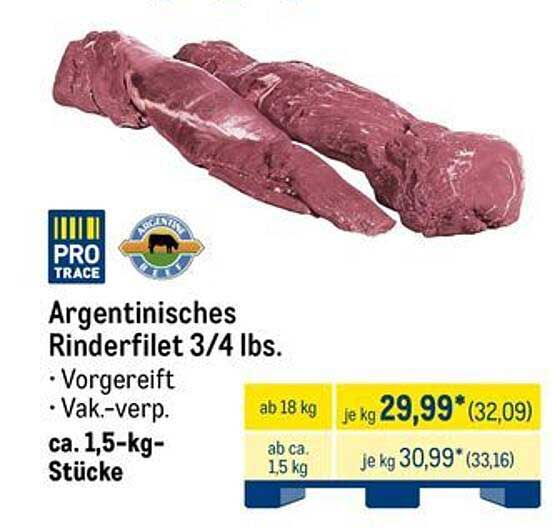 Argentinisches Rinderfilet 3/4 lbs.