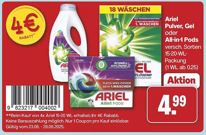 Ariel Pulver, Gel oder All-in-1 Pods – Aktionspreis!