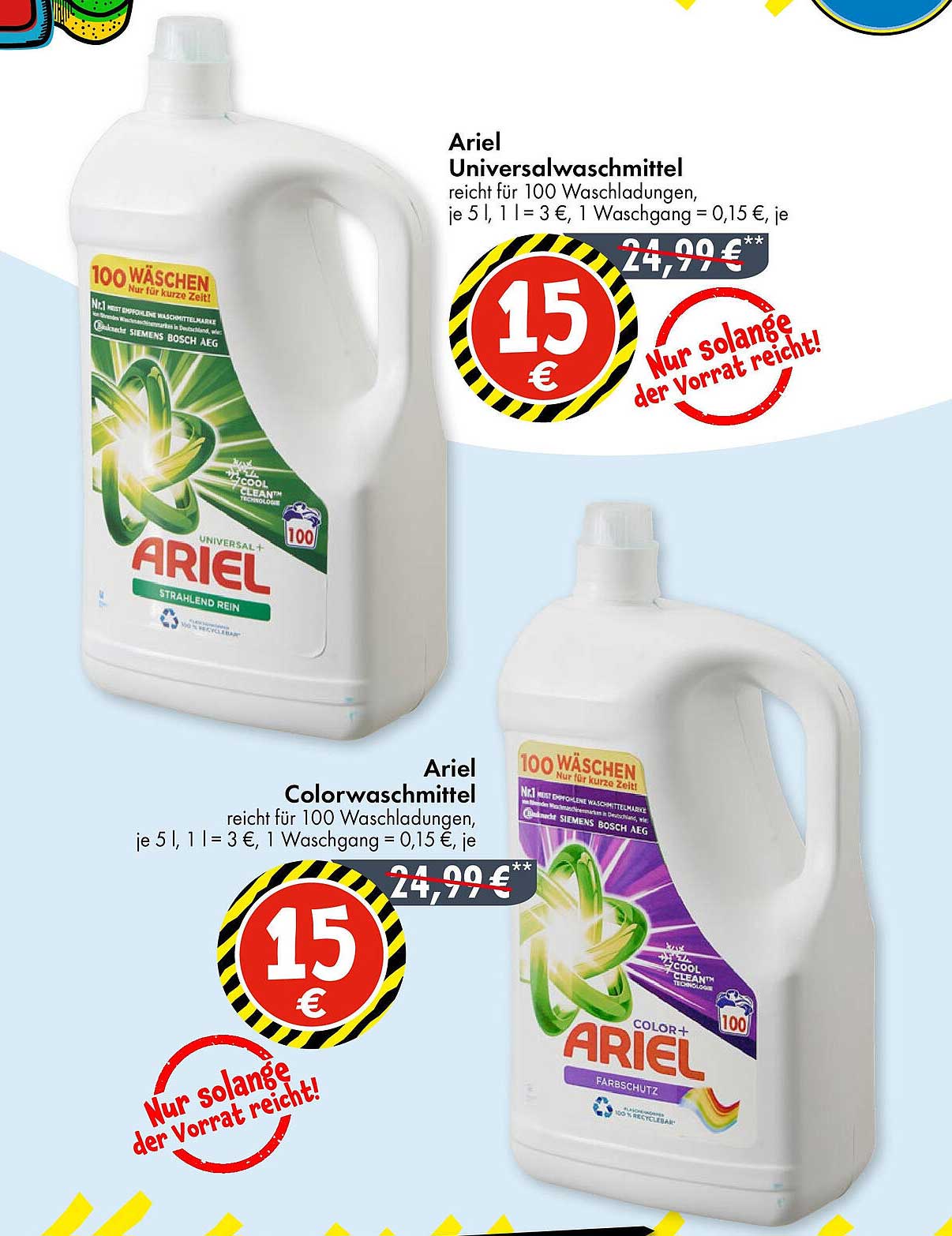 Ariel Universal- und Colorwaschmittel 100 Wäschen