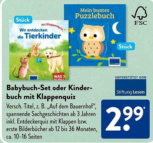 Babybuch-Set oder Kinderbuch mit Klappenquiz