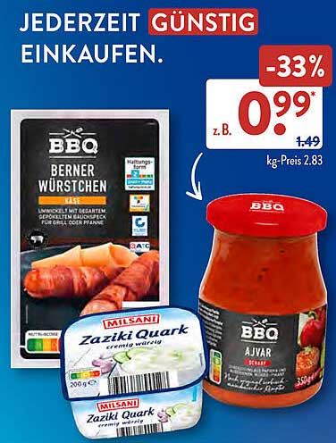 BBQ Berner Würstchen und Milsani Zaziki Quark - Preis-Leistungs-Sieger!