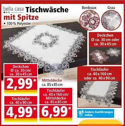 bella casa Tischwäsche mit Spitze