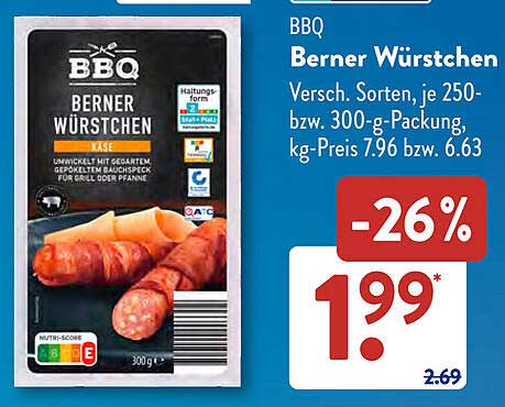 Berner Würstchen - Verschiedene Sorten, je 250- bzw. 300-g-Packung