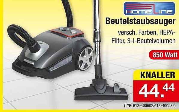 Beuteltstaubsauger - verschiedene Farben, HEPA-Filter, 3-I-Beutelvolumen, 850 Watt