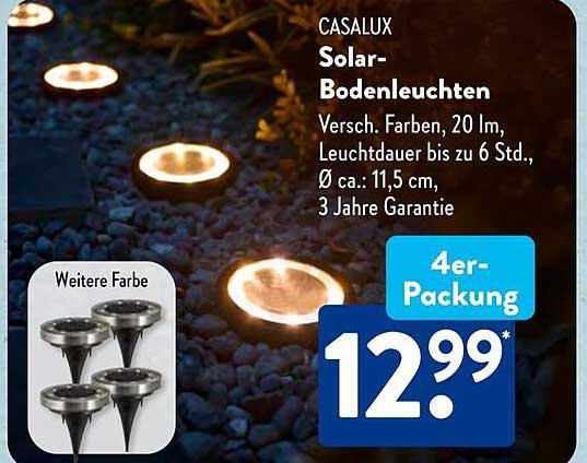 CASALUX Solar-Bodenleuchten 4er-Packung