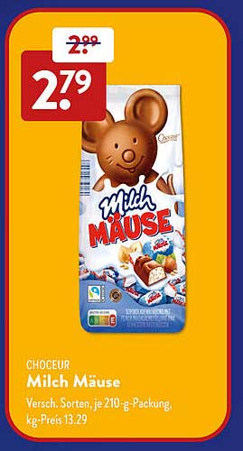 CHOCEUR Milch Mäuse 210 g