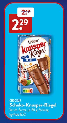 CHOCEUR Schoko-Knusper-Riegel, 180 g Packung