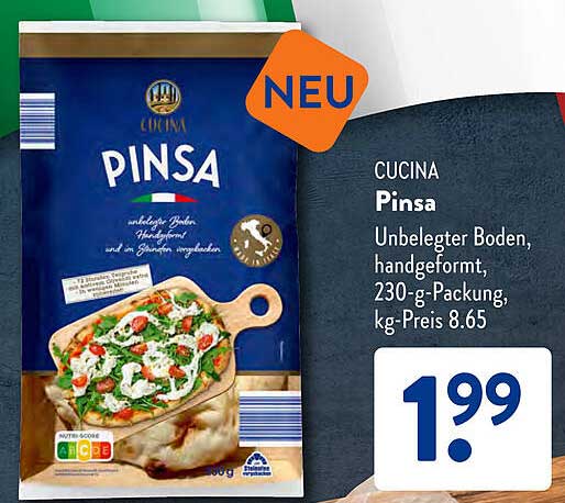 CUCINA Pinsa - Unbelegter Boden, handgeformt, 230-g-Packung
