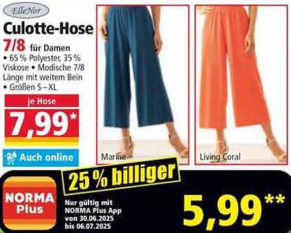 Culotte-Hose 7/8 für Damen in Marine und Living Coral