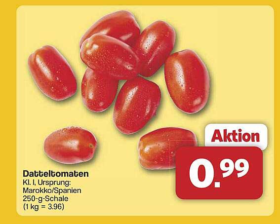 Datteltomaten 250 g – Frisch und saftig zum kleinen Preis