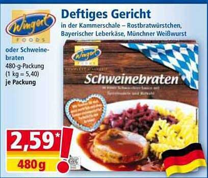Deftiges Gericht: Schweinebraten in der Kammer Schale