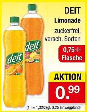 DEIT Limonade zuckerfrei, verschiedene Sorten