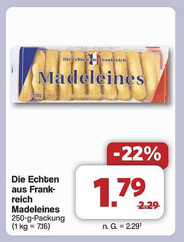 Die Echten aus Frankreich Madeleines 250-g-Packung