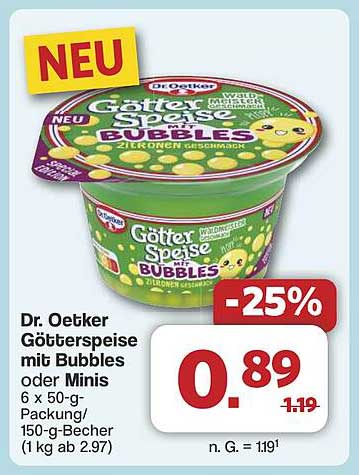 Dr. Oetker Götterspeise mit Bubbles oder Minis