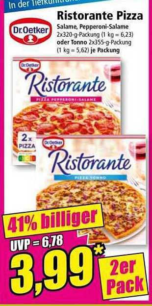 Dr. Oetker Ristorante Pizza - Salame, Pepperoni-Salami oder Tonno