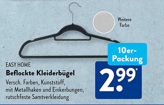 EASY HOME Beflockte Kleiderbügel 10er-Packung