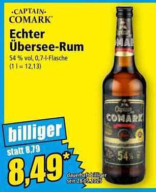 Echter Übersee-Rum von Captain Comark, 0,7 l