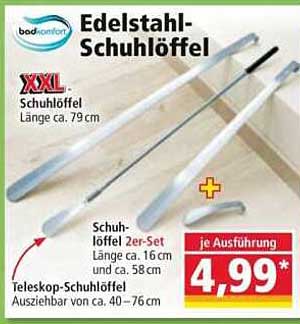 Edelstahl-Schuhlöffel XXL und Teleskop-Schuhlöffel 2er-Set