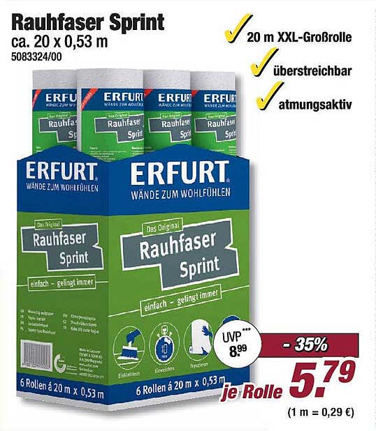 Erfurt Rauhfaser Sprint - 20 m XXL-Großrolle