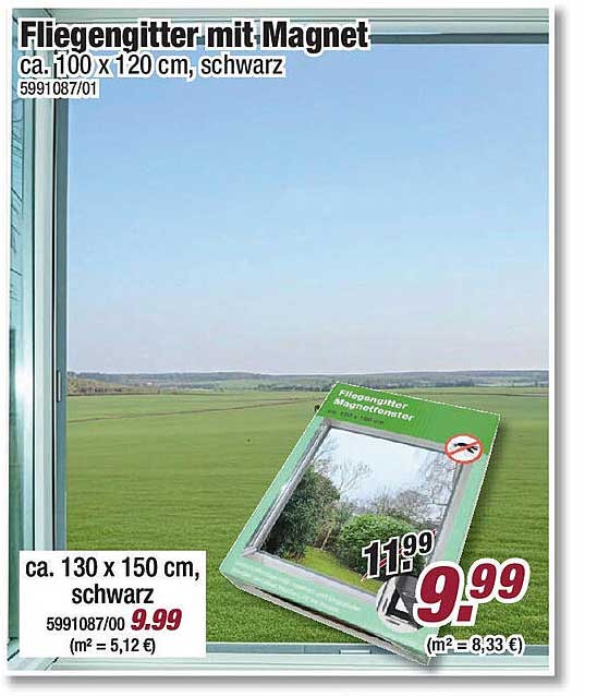 Fliegengitter mit Magnet ca. 130 x 150 cm, schwarz