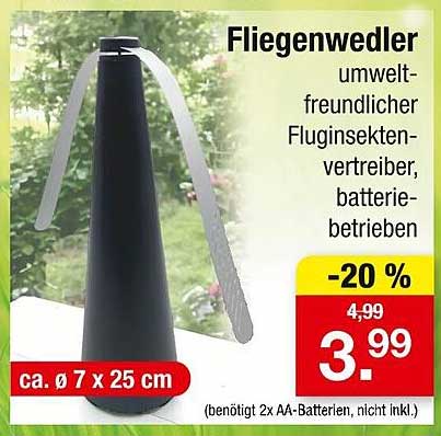 Fliegenwedler - umweltfreundlicher Fluginsektenvertreiber, batteriebetrieben
