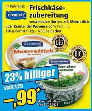 Frischkäsezubereitung von Cremisée – verschiedene Sorten