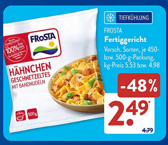 FROSTA Hähnchen Geschnetzeltes mit Bandnudeln, 500-g-Packung