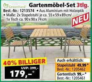 Gartenmöbel-Set 3-tlg. aus Aluminium mit Holzoptik