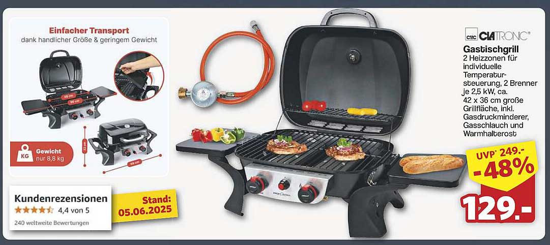 Gasgrill CIATRONIC mit 2 Heizzonen - Ideal für Grillfreunde!