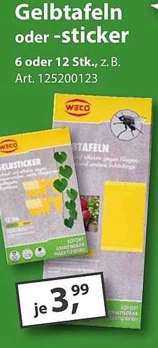 Gelbtafeln oder -sticker 6 oder 12 Stk., z. B. Art. 125200123