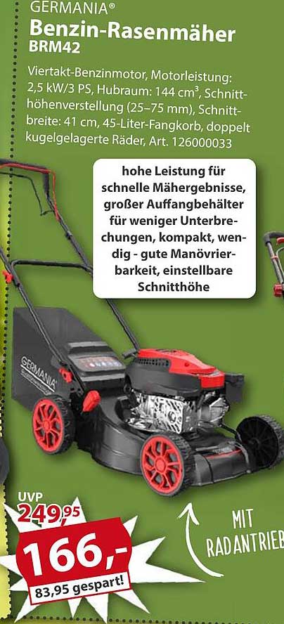 GERMANIA® Benzin-Rasenmäher BRM42
