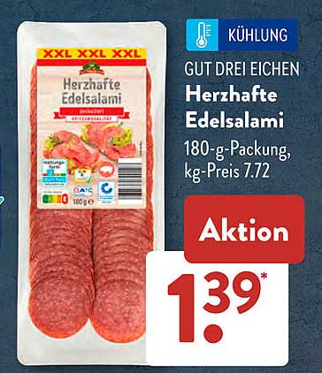 Gut Drei Eichen Herzhaft Edelsalami 180-g-Packung zum Sonderpreis